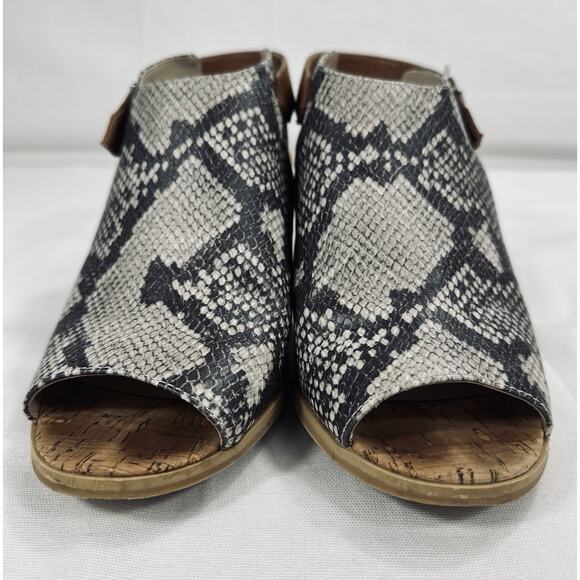 Dolce Vita dv8 Sandals Sz-7 Gray Snake Print Cork Wedge Strap Buckle Trendy - Picture 5 of 16
